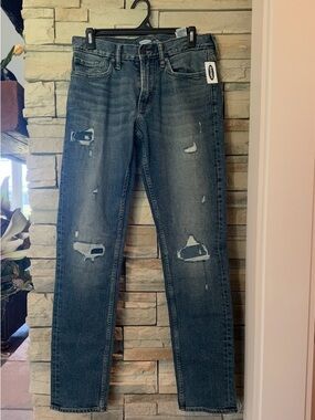Old Navy Men’s Slim Fit Built-In Flex Denim Distressed Jeans Size 30X34 NWT